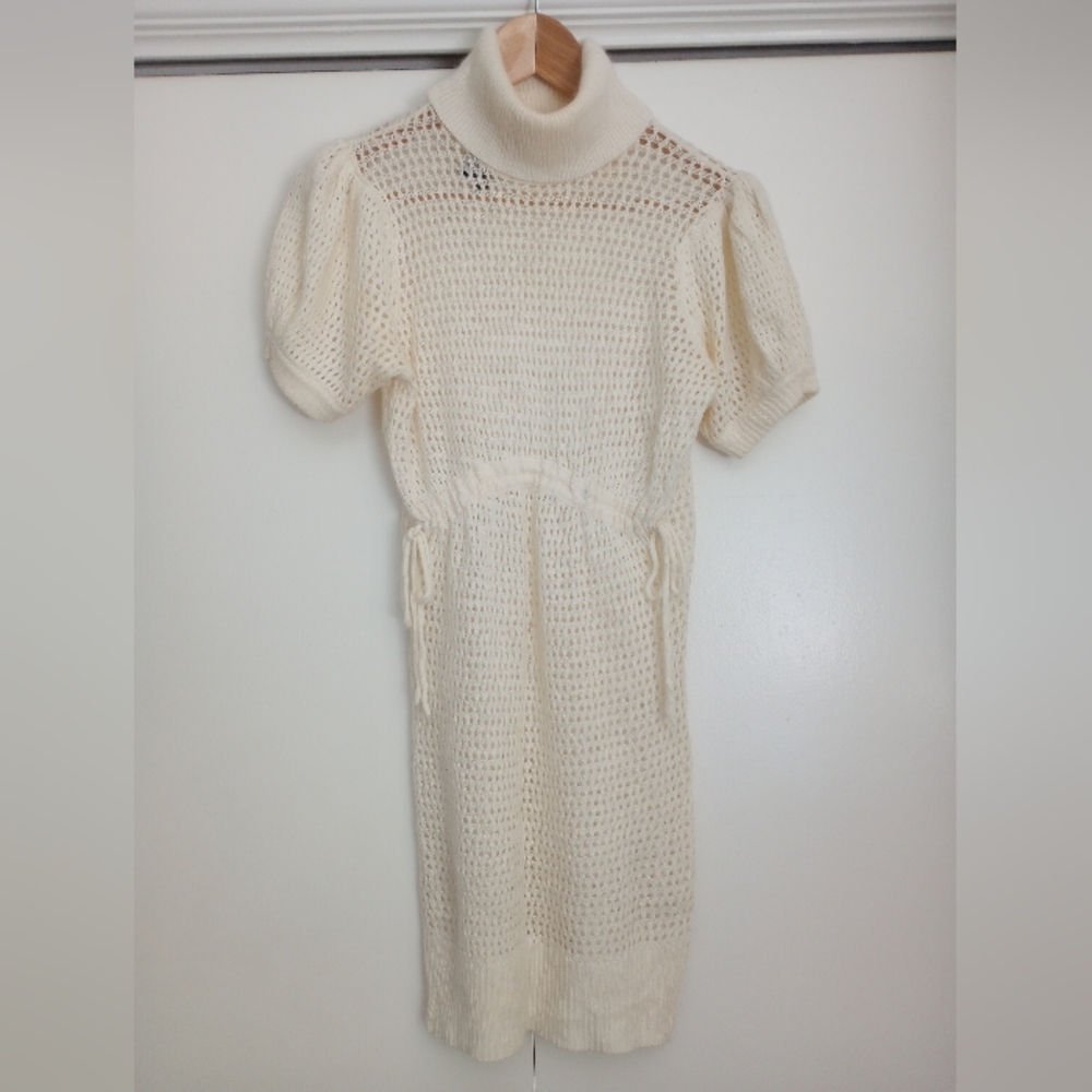 CREAM SHEER SWEATER DRESS TUNIC